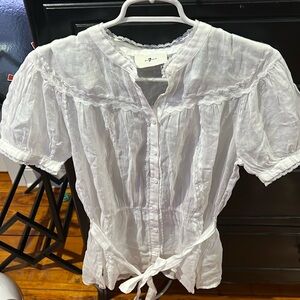 7 For all Mankind Lace Trim Prairie Blouse in White